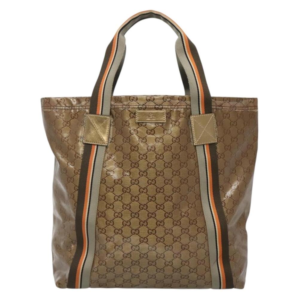 GUCCI GG Crystal Sherry Line Tote Bag Coated Canvas Brown - Picture 2 of 16